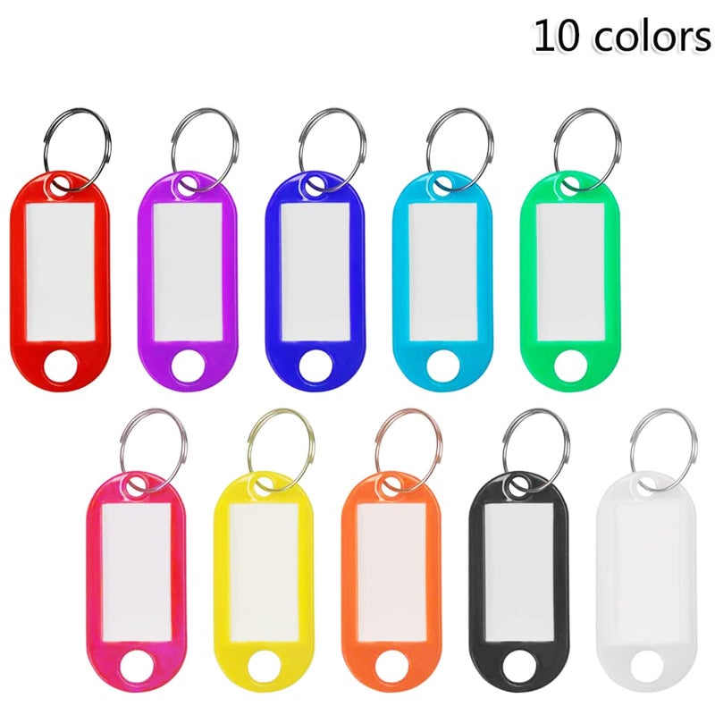 Simetufy Plastic Key Tags 220 Pcs, Key Labels with Ring and Label Window, Key Chain ID Tags, Key Identifiers for Name, Luggage 10 Colors - Image 2